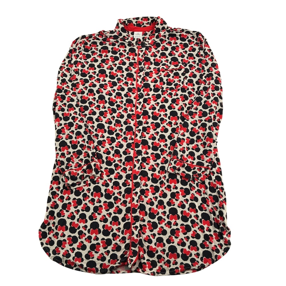 Vintage Disney Minnie Mouse Sleep Shirt Womens Large Red Bow Character Nightgown